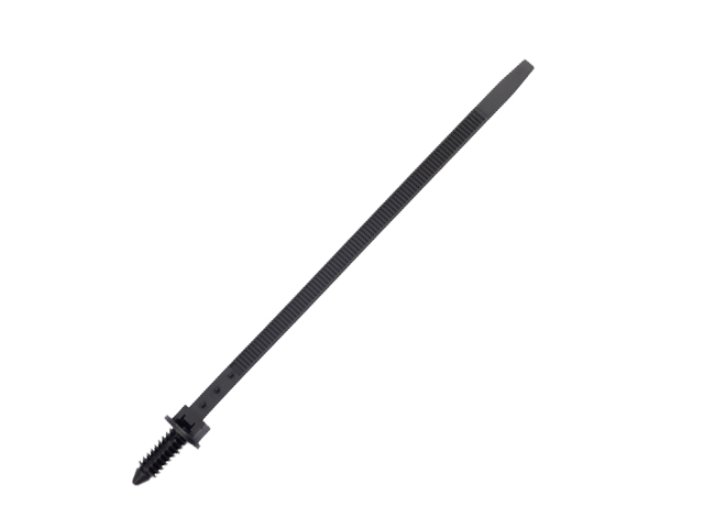 Integrated fixed zip tie with cedar head and disc