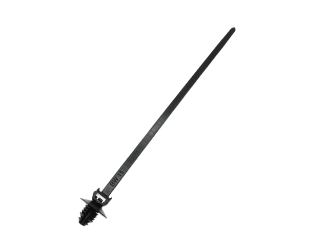 Integrated fixed zip tie with cedar head and disc