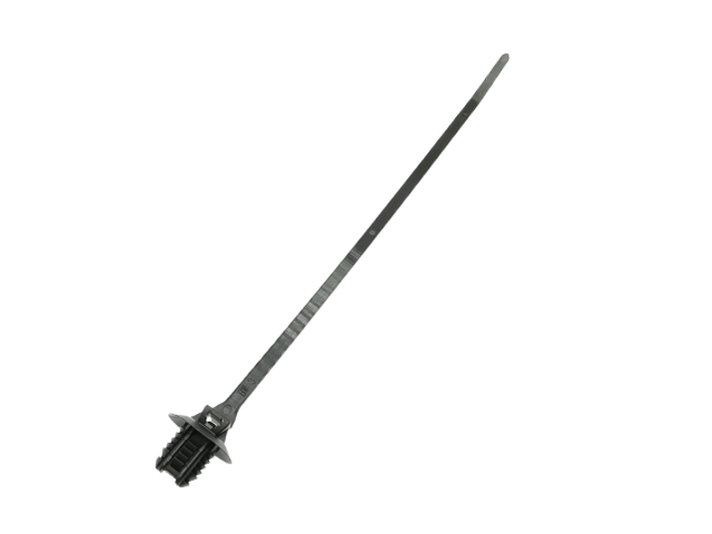 Integrated fixed zip tie with cedar head and disc